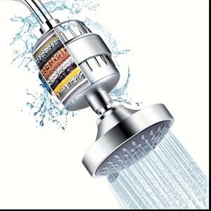 High-Pressure Shower Head With 5 Spray Settings & 15-layer Hard Water Filter